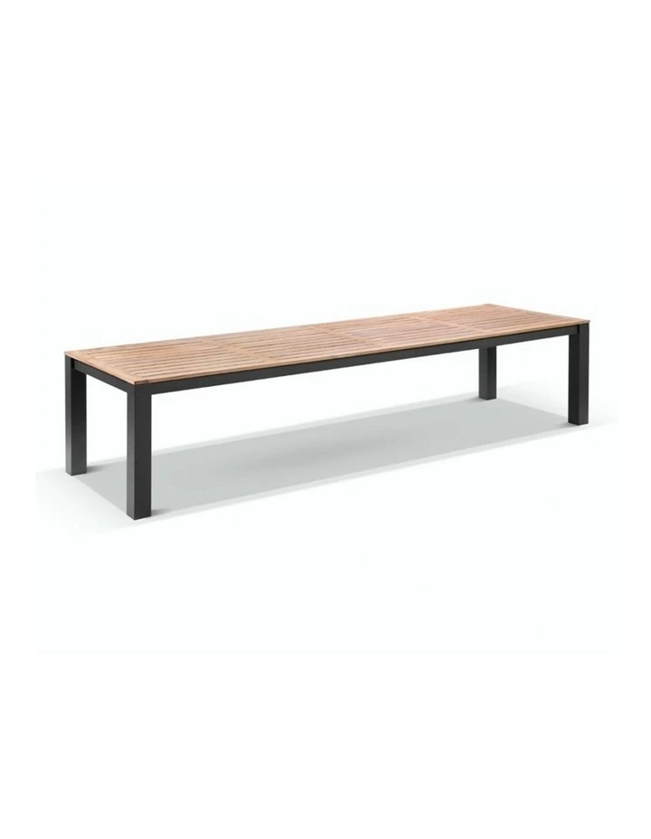 Balmoral 3.55m Outdoor Teak Top Aluminium Table Charcoal With 12 Capri Chairs & Denim Grey Cushions image 2