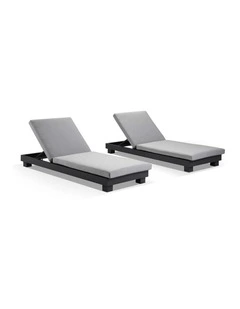 Santorini Outdoor Aluminium Pool Sun Lounge Set Charcoal & Textured Grey Cushions