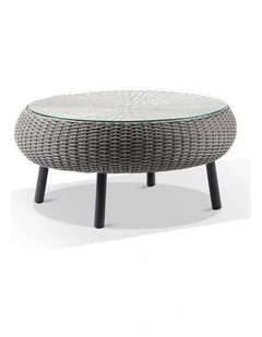 Plantation Hamptons Outdoor Round Wicker Coffee Table Brushed Grey