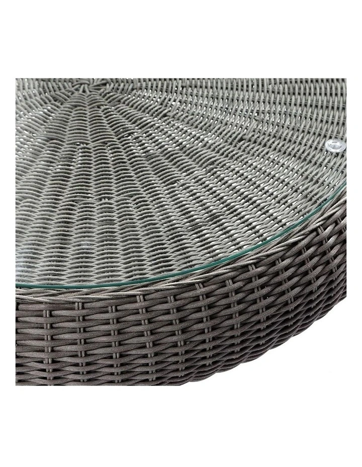 Plantation Hamptons Outdoor Round Wicker Coffee Table Brushed Grey image 2