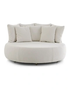 Catalina Outdoor Aluminium Round Daybed Lounge White & Ivory Cushions