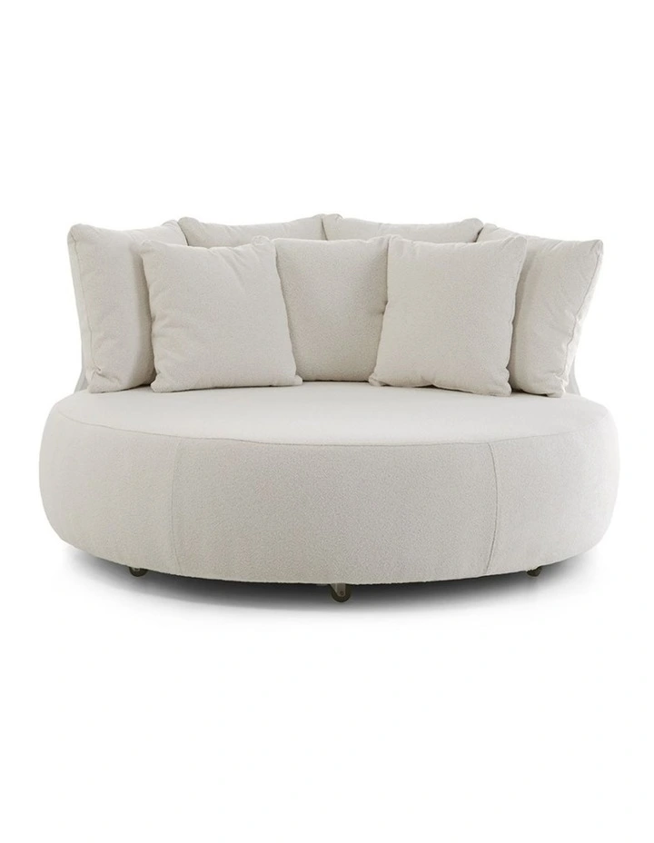 Catalina Outdoor Aluminium Round Daybed Lounge White & Ivory Cushions image 1
