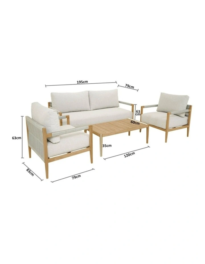 Allora 2.5 1 1 Timber and rope Lounge Setting with Coffee Table image 4