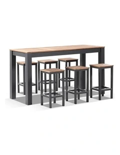 Balmoral 2m 6 Seater Teak Top and Aluminium Alfresco Bar Setting Charcoal