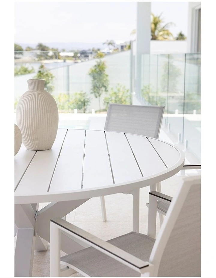 Houston Outdoor 1.5m Round Aluminium Dining Table White image 2