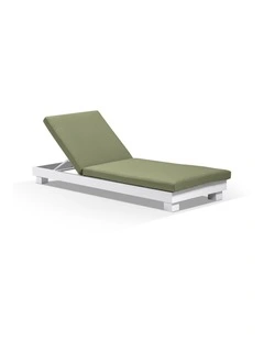 Santorini Aluminium Outdoor Sun Lounge White & La Palma Green Cushions