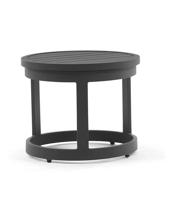 Santorini Round Outdoor Aluminium Side Table Charcoal image 1