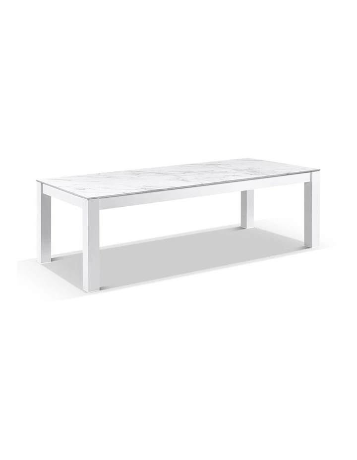 Hugo Ceramic 2.5m Outdoor Rectangle Aluminium Dining Table White image 1
