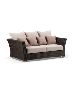 Coco 2 Seater Outdoor Wicker Lounge Chestnut Brown & Latte Cushions