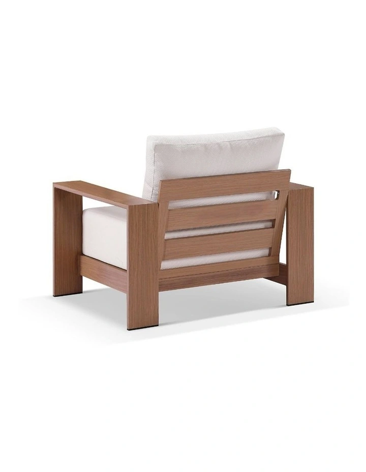 Mackay Outdoor Aluminium 1 Seater Arm Chair Mahogany & Bone Cushions image 2