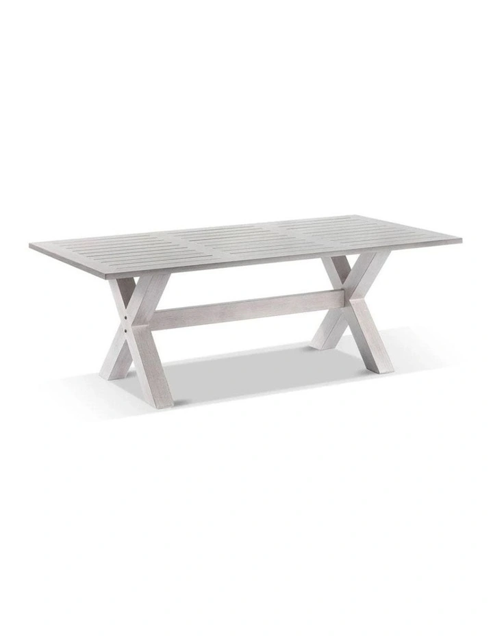 Aged Teak look Tahitian 2.1m Aluminium Dining Setting with Santorini Chairs image 2