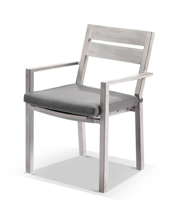 Aged Teak look Tahitian 2.1m Aluminium Dining Setting with Santorini Chairs image 3