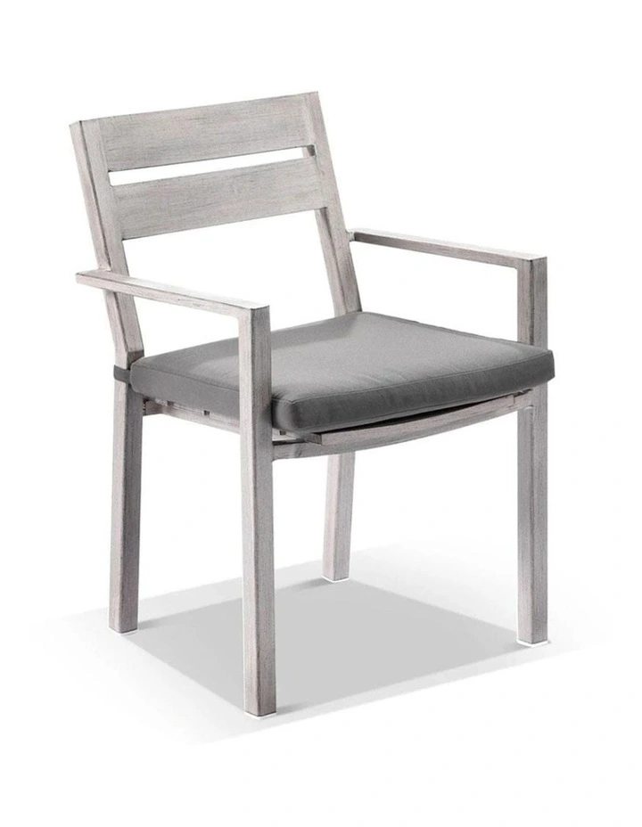 Aged Teak look Tahitian 2.1m Aluminium Dining Setting with Santorini Chairs image 5