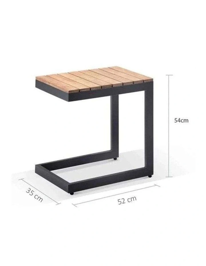Santorini Aluminium Sun Lounge Charcoal With Side Table & Textured Olefin Grey Cushions image 6