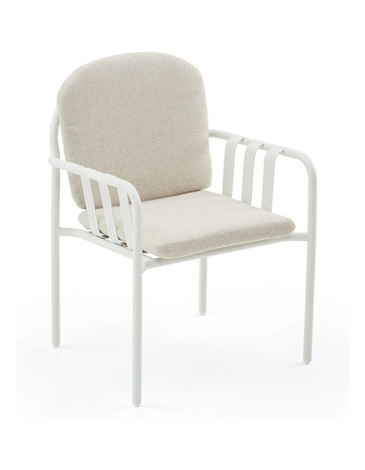Mornington Outdoor 1.5m Round Dining Setting with 6 Chairs White image 3