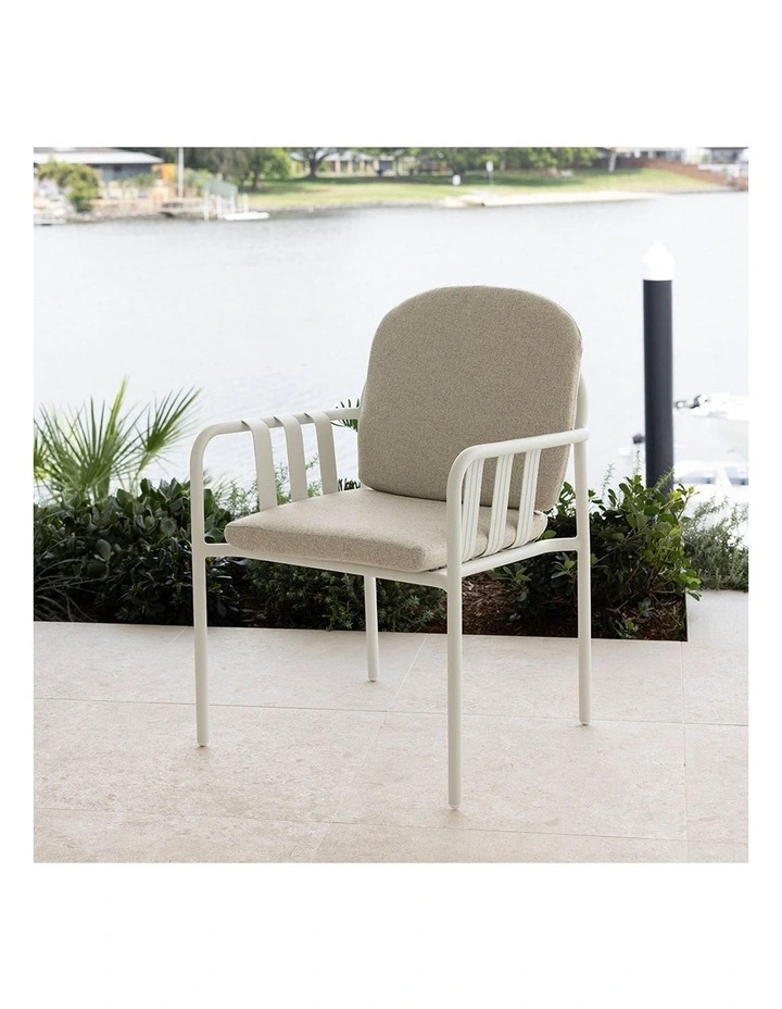 Mornington Outdoor 1.5m Round Dining Setting with 6 Chairs White image 5