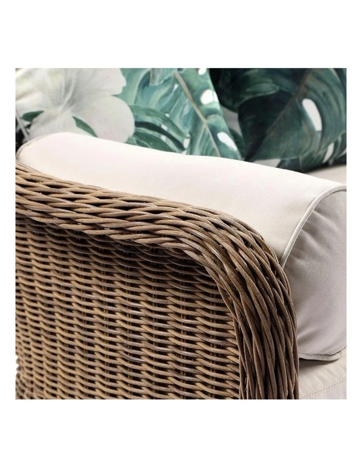 Plantation Outdoor Wicker 2 Seater Lounge Brushed Wheat & Cream Cushions image 5