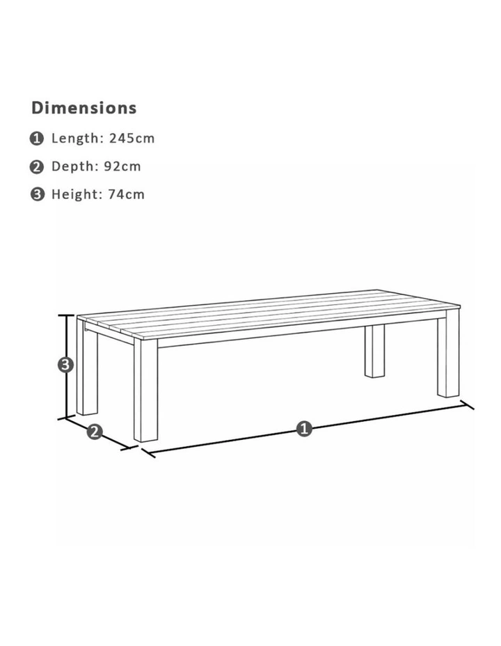 Entertainer 2.45m Outdoor Aluminium Dining Table Mahogany image 6