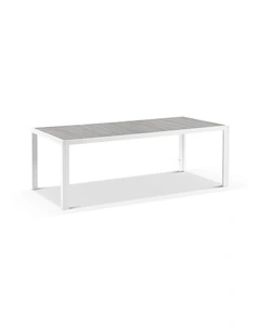 Southport Outdoor 2.17m Aluminium and Ceramic Rectangle Dining Table Frost White