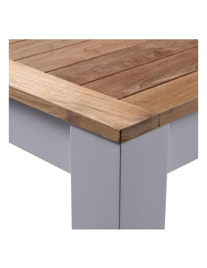 Balmoral 2.5m Teak Top Aluminium Table White With Bench Seats image 3