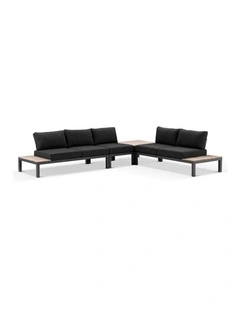 Nova Package D Outdoor Aluminium Modular Corner Lounge Charcoal & Denim Grey Cushions
