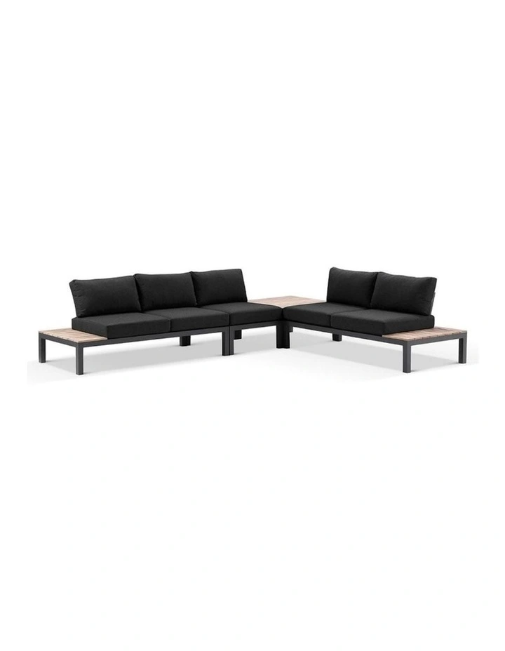 Nova Package D Outdoor Aluminium Modular Corner Lounge Charcoal & Denim Grey Cushions image 1