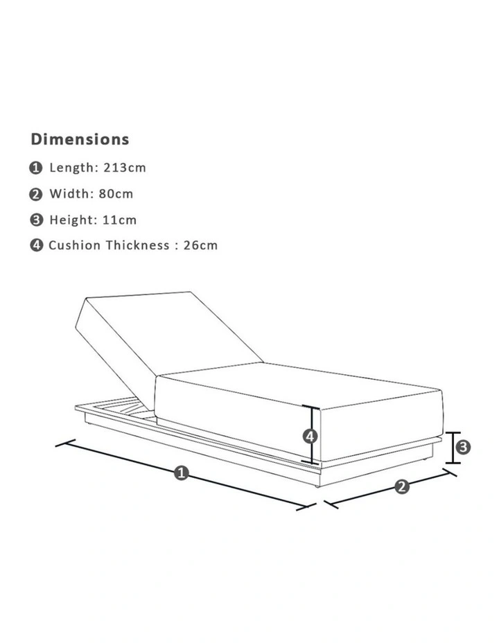 Whitehaven Outdoor Aluminium Single Sun lounge in Sunbrella White & Canvas Cushions image 5
