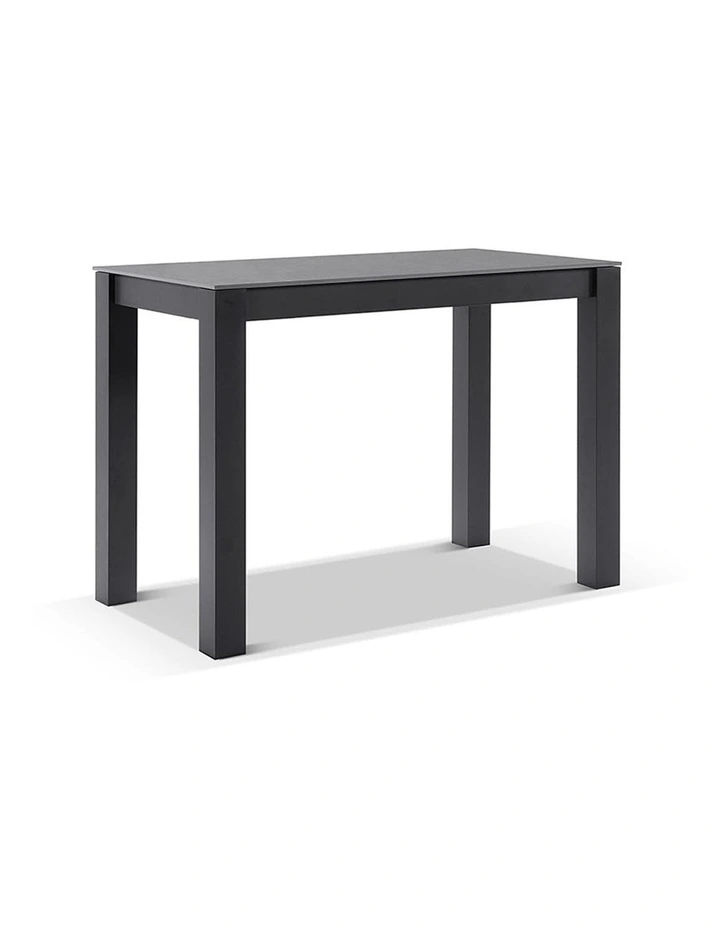 Hugo Ceramic 1.5m Aluminium Bar Table Charcoal With 4 Rope Stools & Carbon Grey/Denim Grey Cushions image 3