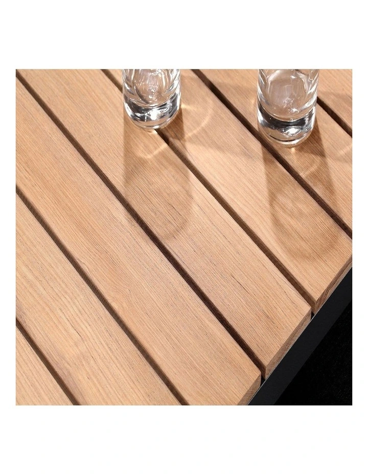 Balmoral Outdoor Aluminium & Teak Lounge Charcoal With Side Table Denim Grey Cushions image 6