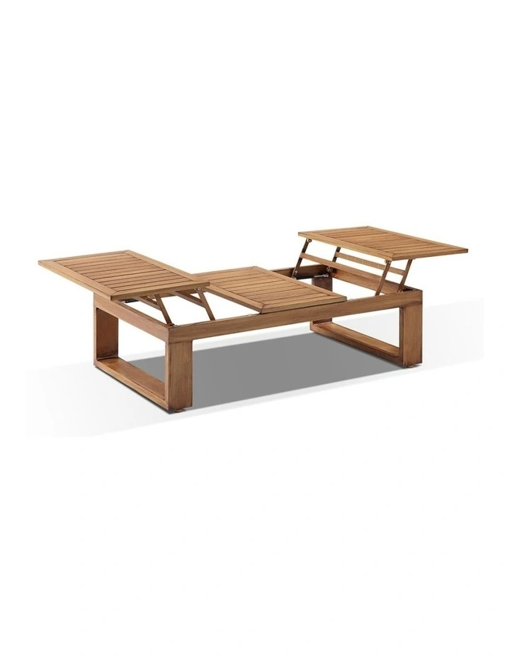 Santorini Package A Outdoor Aluminium Corner Lounge Teak Look & Cream Cushions image 3