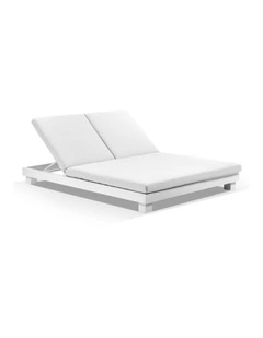 Santorini Aluminium Double Sun Lounge White & Sunbrella Canvas Cushions