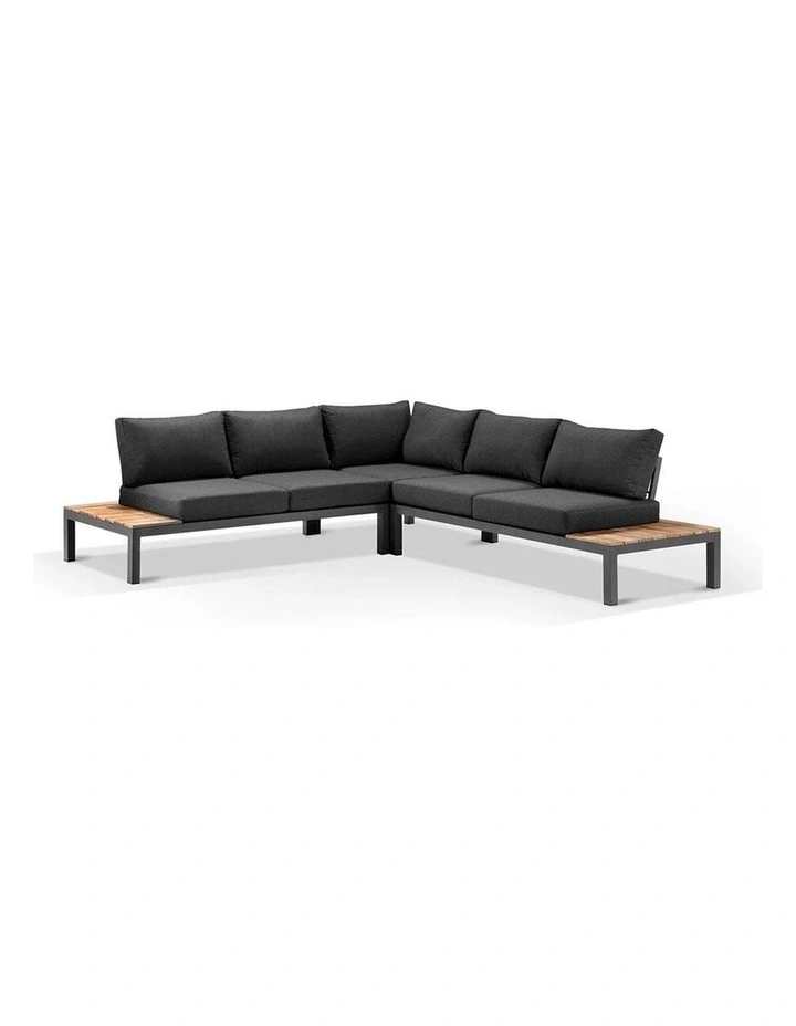 Nova Outdoor Aluminium Lounge and Dining Setting Charcoal & Denim Grey Cushions image 2