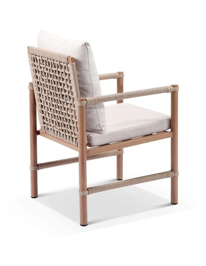 Entertainer 2.45cm Outdoor Aluminium Dining Table Mahogany With 8 Avery Rope Chairs & Bone Cushions image 5