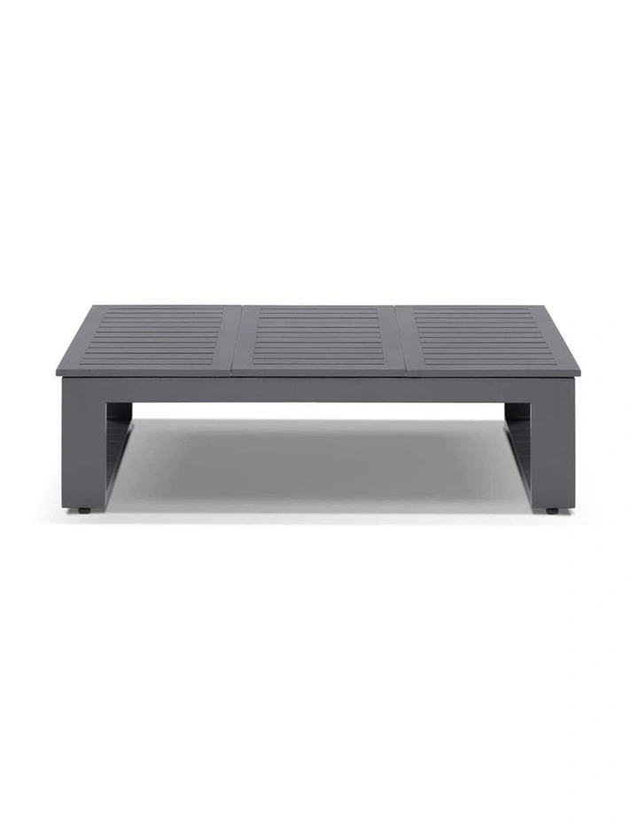 Santorini 2 1 1 Outdoor Aluminium Lounge Set Charcoal With Coffee Table & Olefin Light Grey Cushions image 4