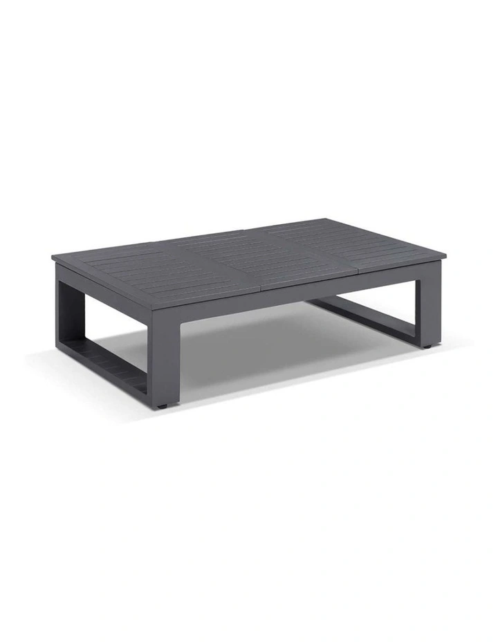 Santorini 2 1 1 Outdoor Aluminium Lounge Set Charcoal With Coffee Table & Olefin Light Grey Cushions image 6