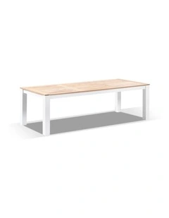Balmoral 2.5m Outdoor Aluminium Teak Top Dining Table White