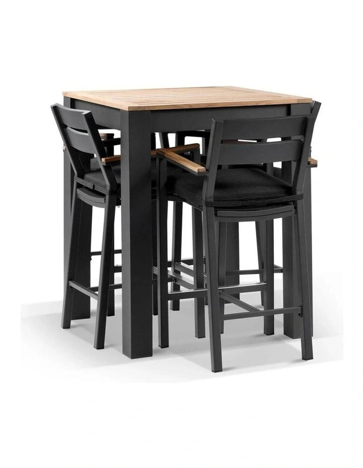 Balmoral 4 Seater Square Bar Table Charcoal With Capri Stools & Denim Grey Cushions image 2