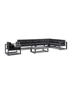 Santorini Package C Outdoor Aluminium Corner Lounge Charcoal & Denim Grey Cushions