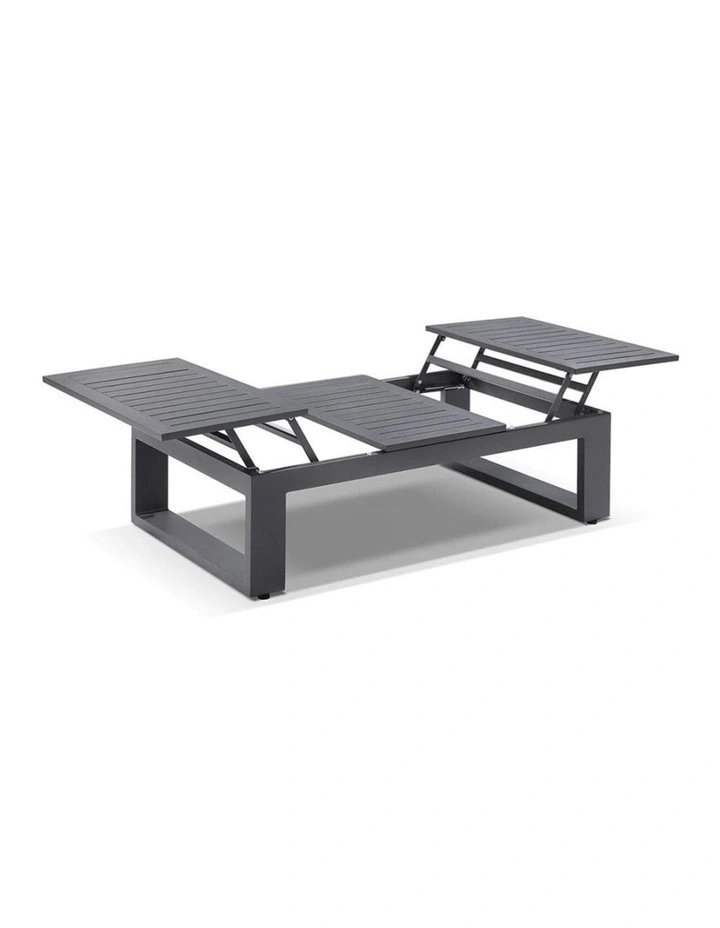 Santorini Package C Outdoor Aluminium Corner Lounge Charcoal & Denim Grey Cushions image 3