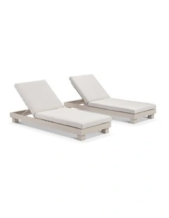 Santorini Aluminium Sun Lounge Set Light Dune With Sunbrella Canvas Cushion & Sunbrellla Cushions