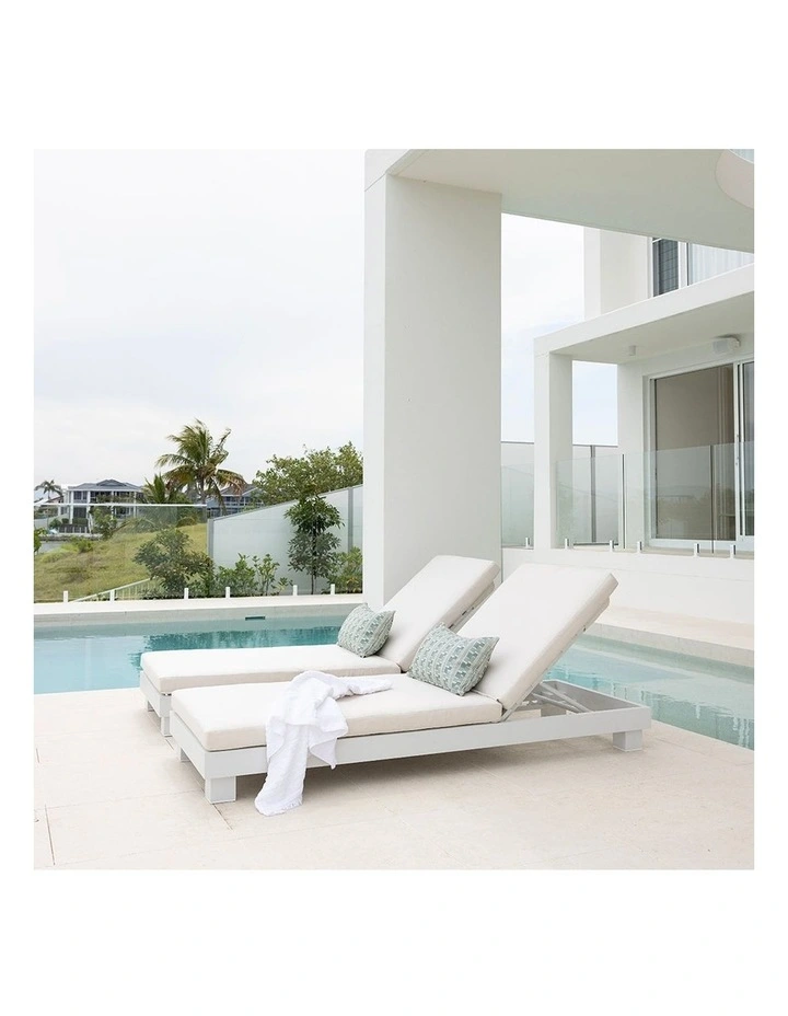 Santorini Aluminium Sun Lounge Set Light Dune With Sunbrella Canvas Cushion & Sunbrellla Cushions image 2