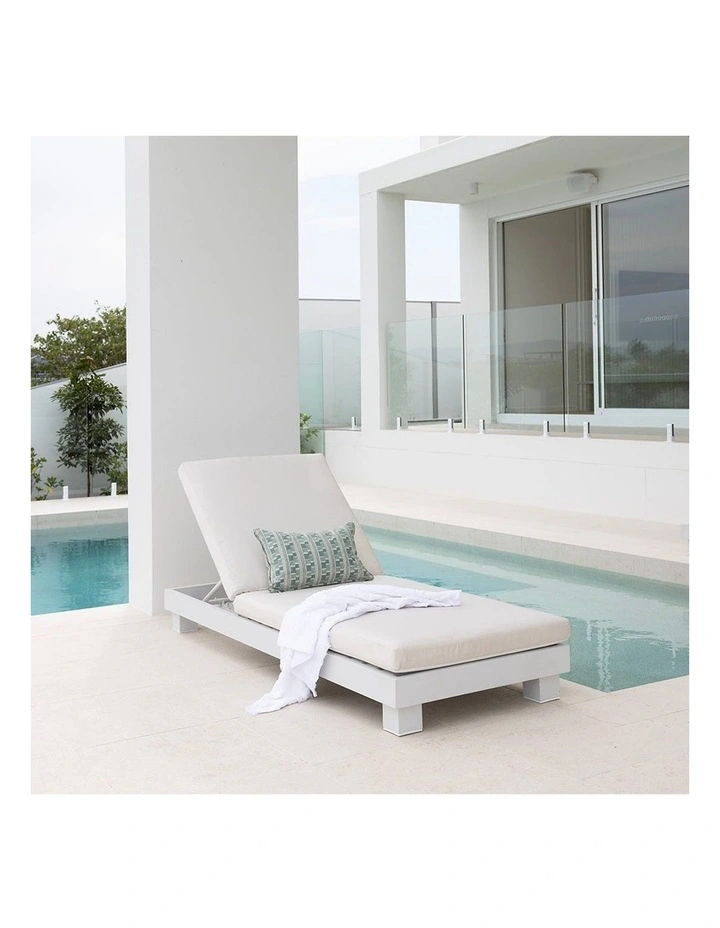 Santorini Aluminium Sun Lounge Set Light Dune With Sunbrella Canvas Cushion & Sunbrellla Cushions image 3