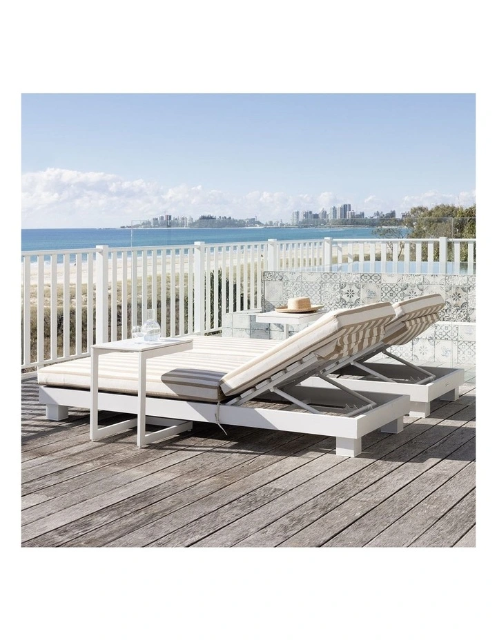 Santorini Aluminium Sun Lounge Set Light Dune With Sunbrella Canvas Cushion & Sunbrellla Cushions image 4