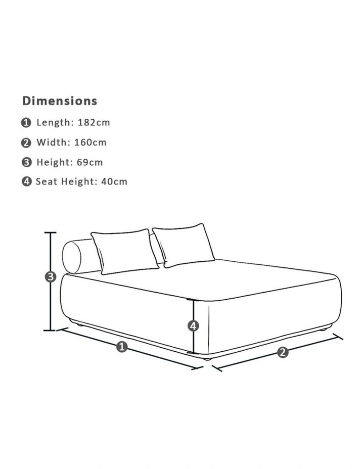 Norfolk Outdoor Aluminium Double Sun Lounge Daybed Light Dune With Side Table & Sandstone Cushions image 6