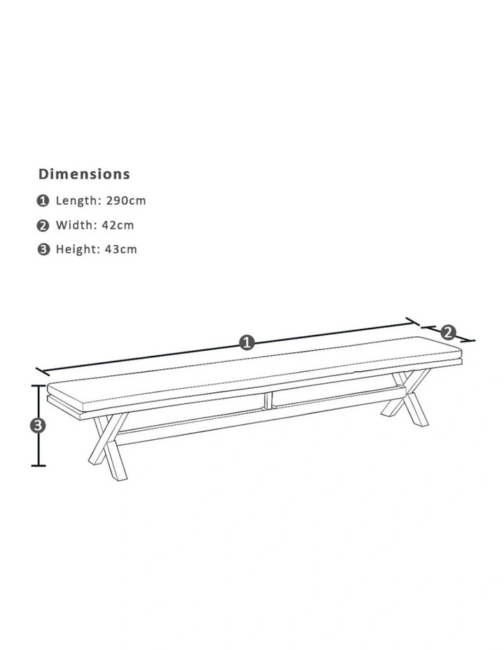 Tahitian 3m Outdoor Aluminium Dining Setting White With Bench Seats & Textured Olefin Grey Cushions image 4