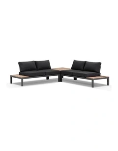 Nova Package B Outdoor Aluminium Modular Corner Lounge Charcoal & Denim Grey Cushions