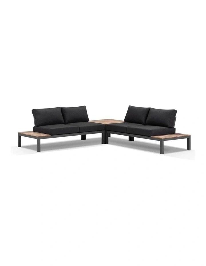 Nova Package B Outdoor Aluminium Modular Corner Lounge Charcoal & Denim Grey Cushions image 1