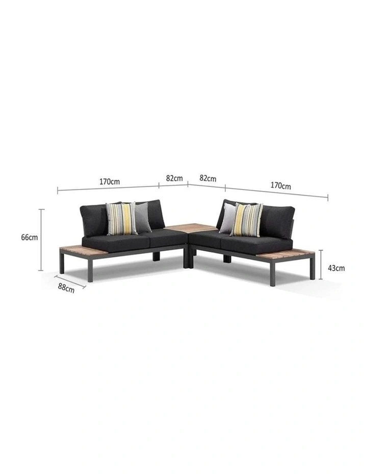 Nova Package B Outdoor Aluminium Modular Corner Lounge Charcoal & Denim Grey Cushions image 3