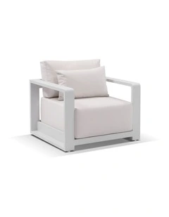 Whitehaven 1 Seater Outdoor Aluminium Lounge White & Sunbrella Canvas Cushions