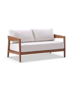 Bronte 2 Seater Outdoor Teak Look Aluminium Lounge & Sunbrella Canvas Cushions
